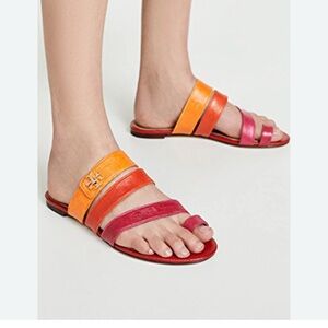 New Tory Burch Kira Toe Ring Sandals - Dark Azalea Multi